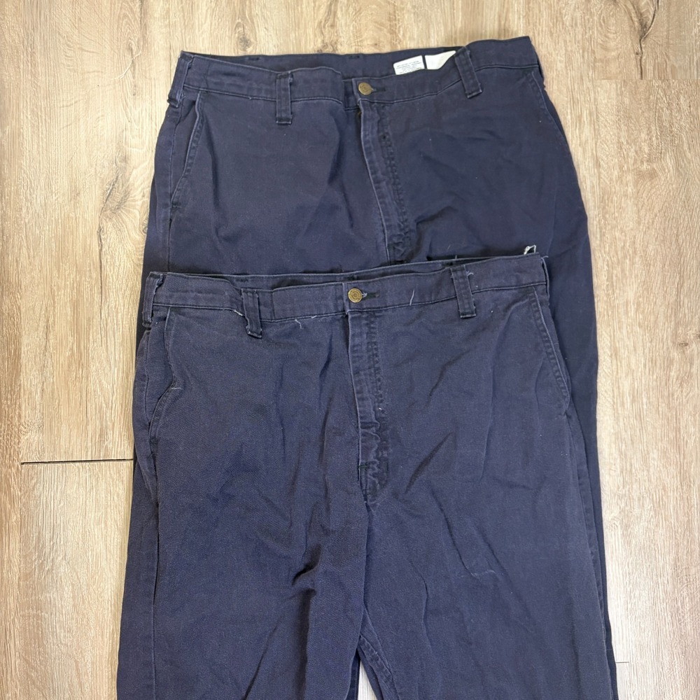 Lot of 2 Workrite Mens 38x30 FR Westex Ultra Soft Pants Navy Navy Blue